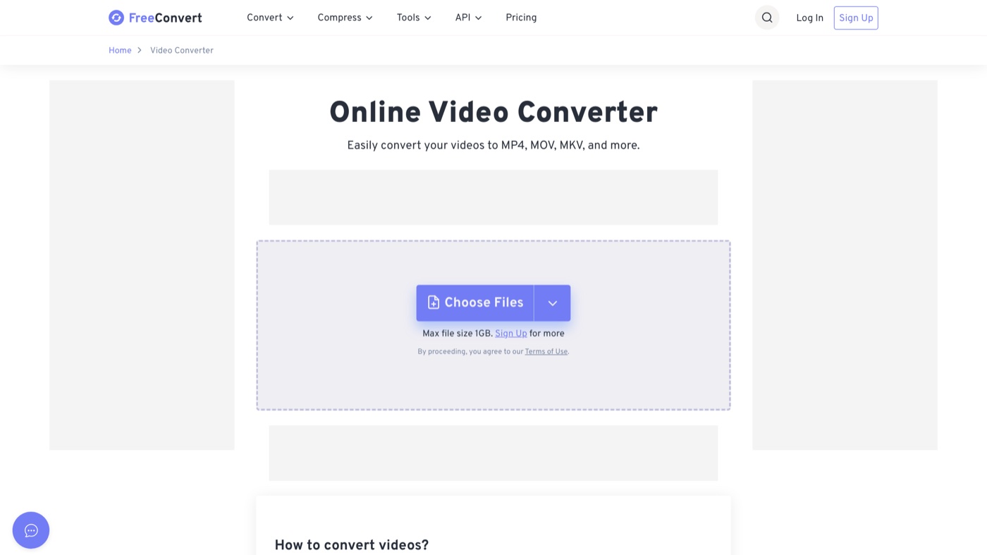 FreeConvert homepage
