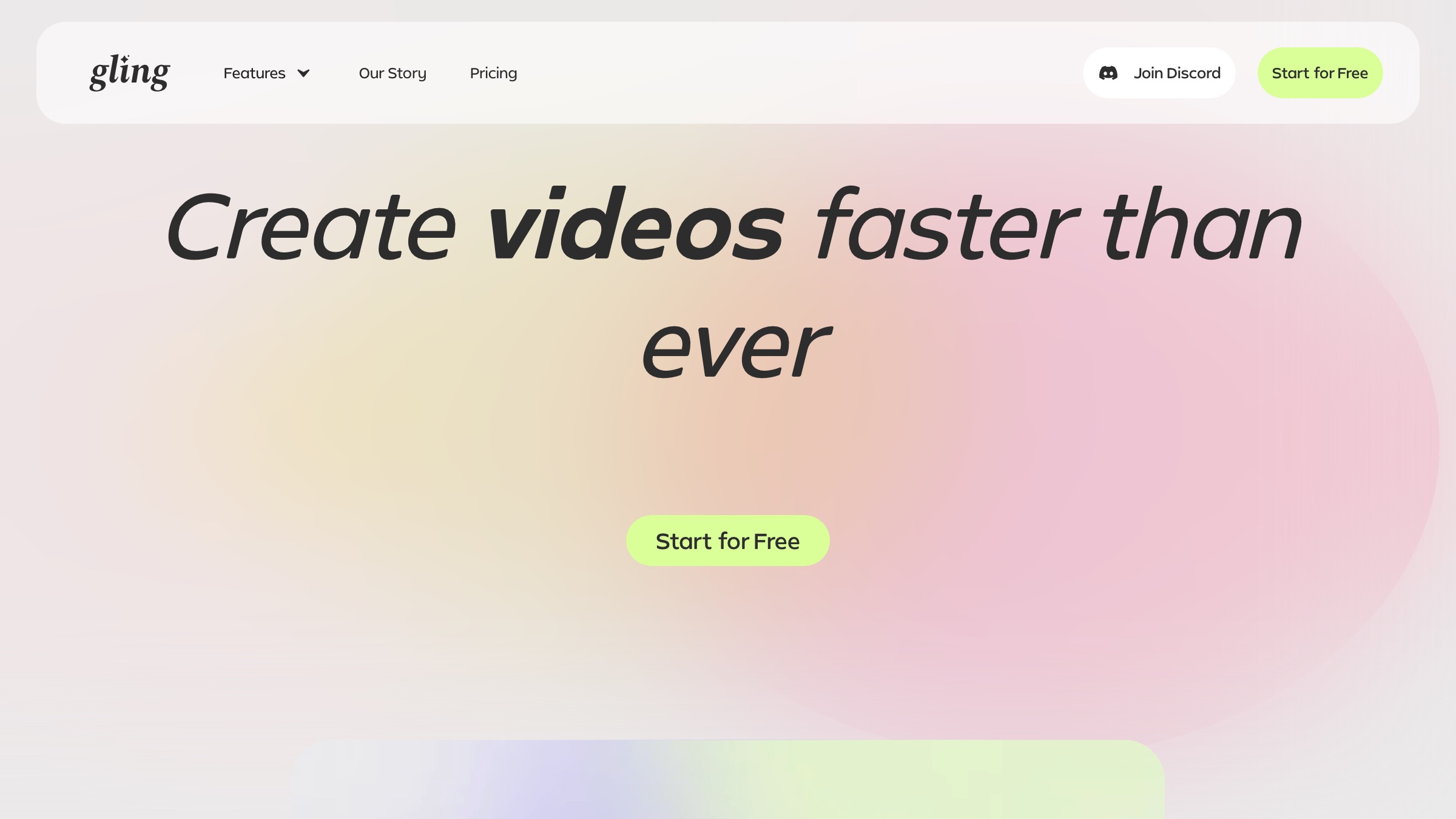 Gling homepage screenshot
