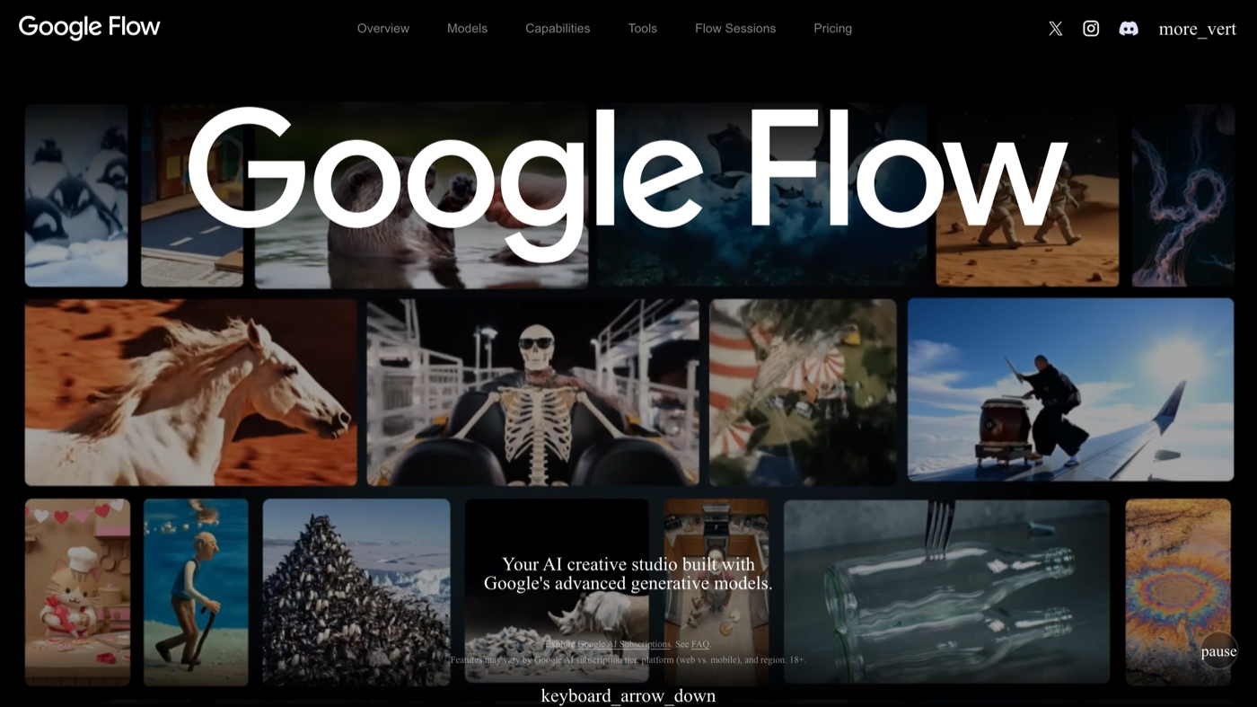Google Flow (Veo) homepage