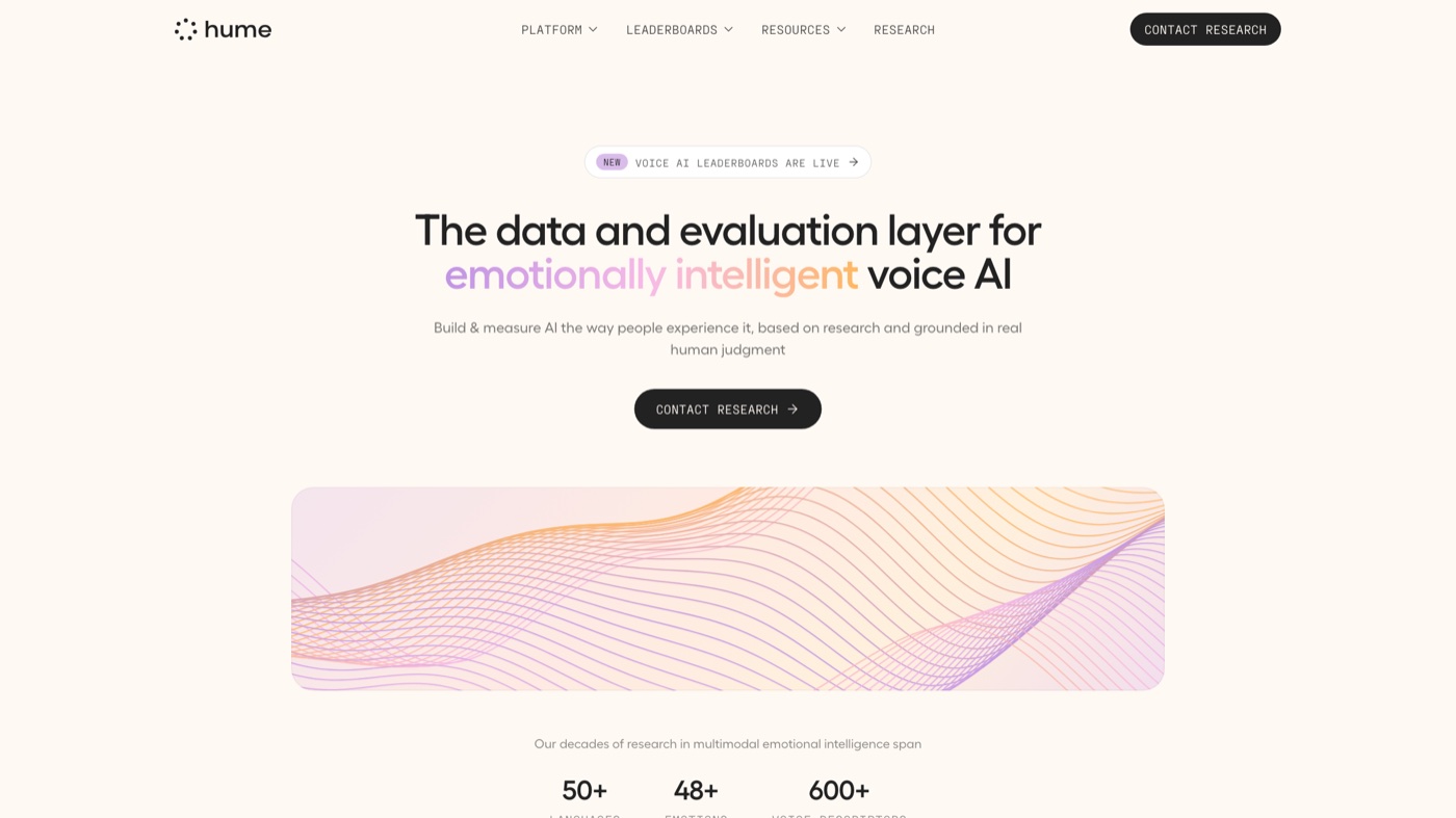 Hume AI homepage