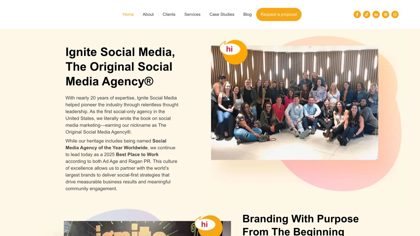 Ignite Social Media homepage.
