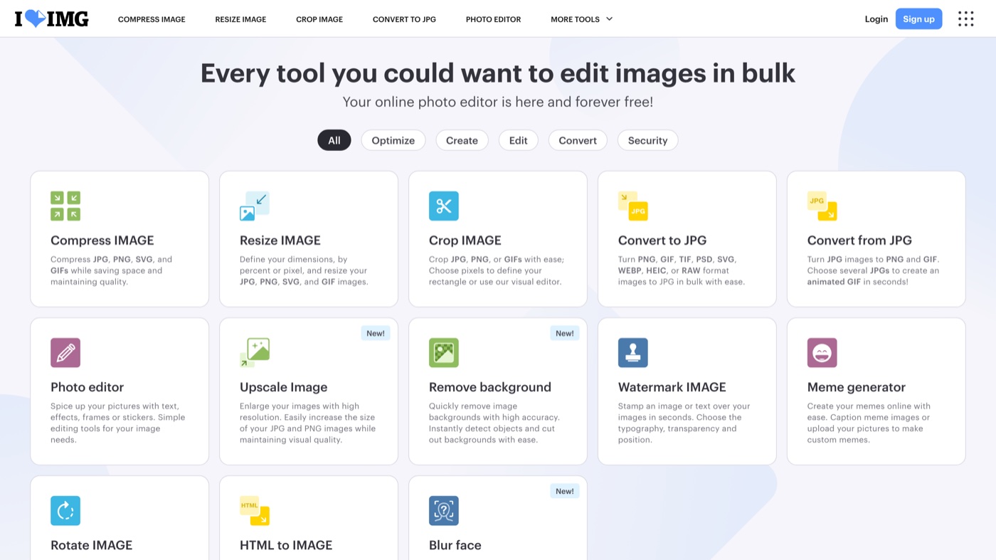 iLoveIMG homepage