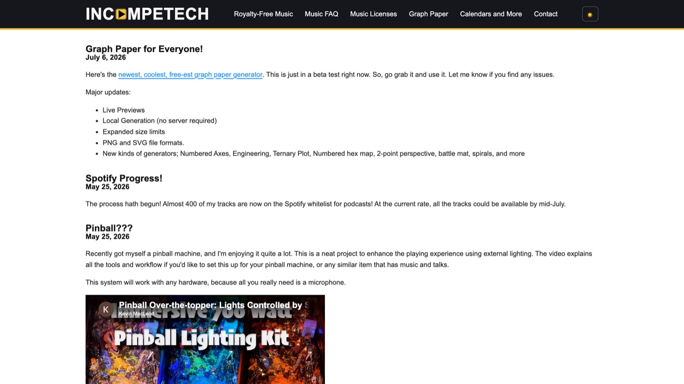 Incompetech homepage