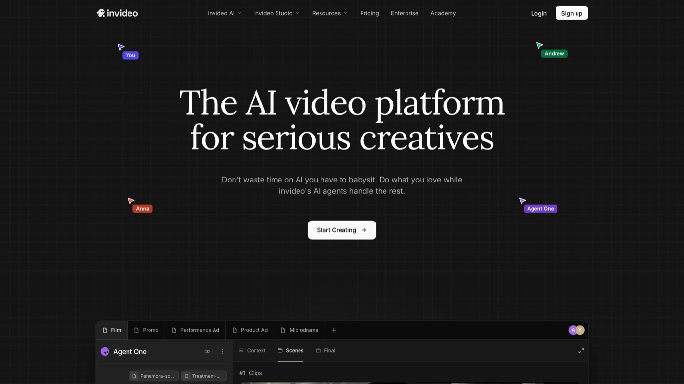 InVideo AI homepage