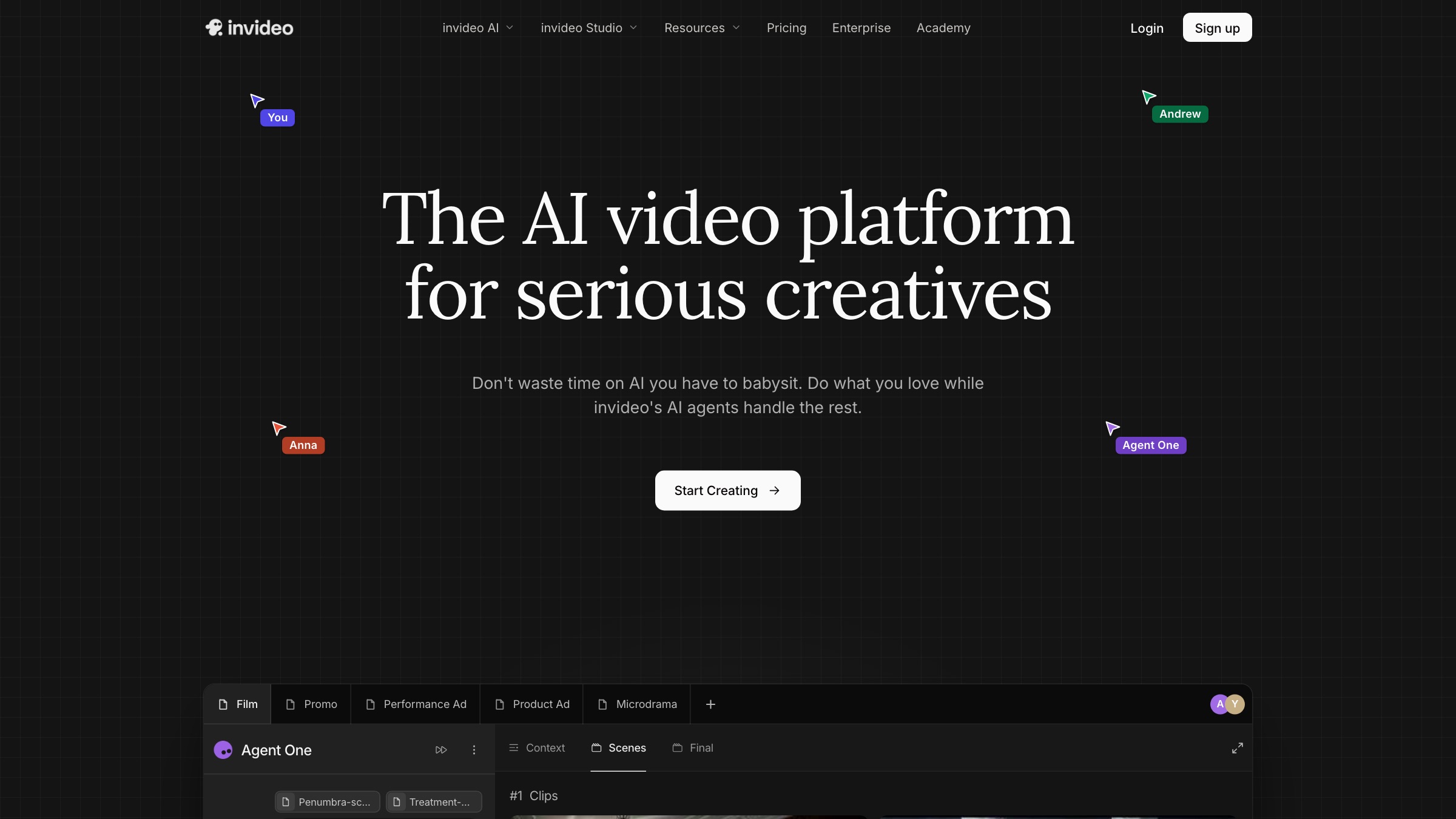 InVideo homepage screenshot