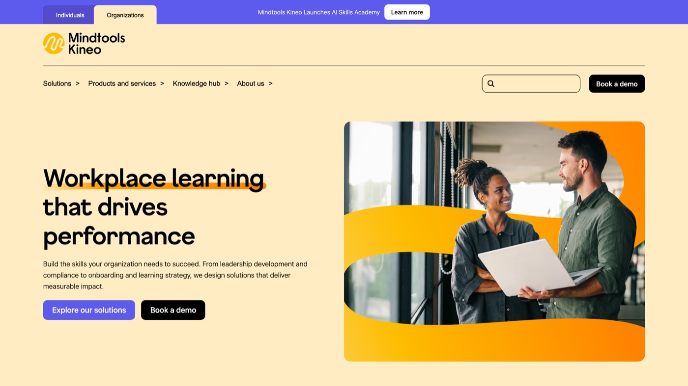 Kineo homepage screenshot