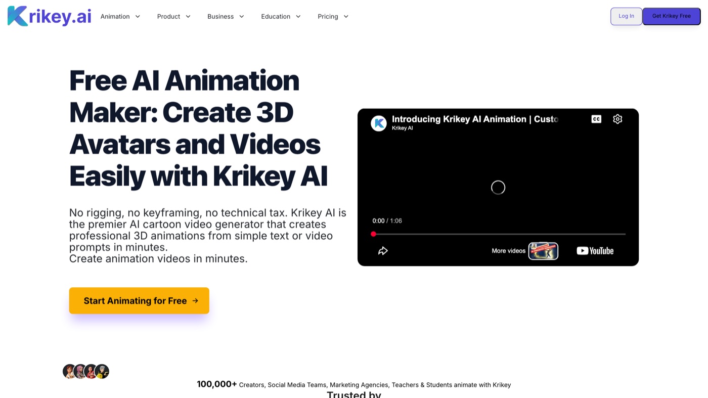 Krikey AI homepage