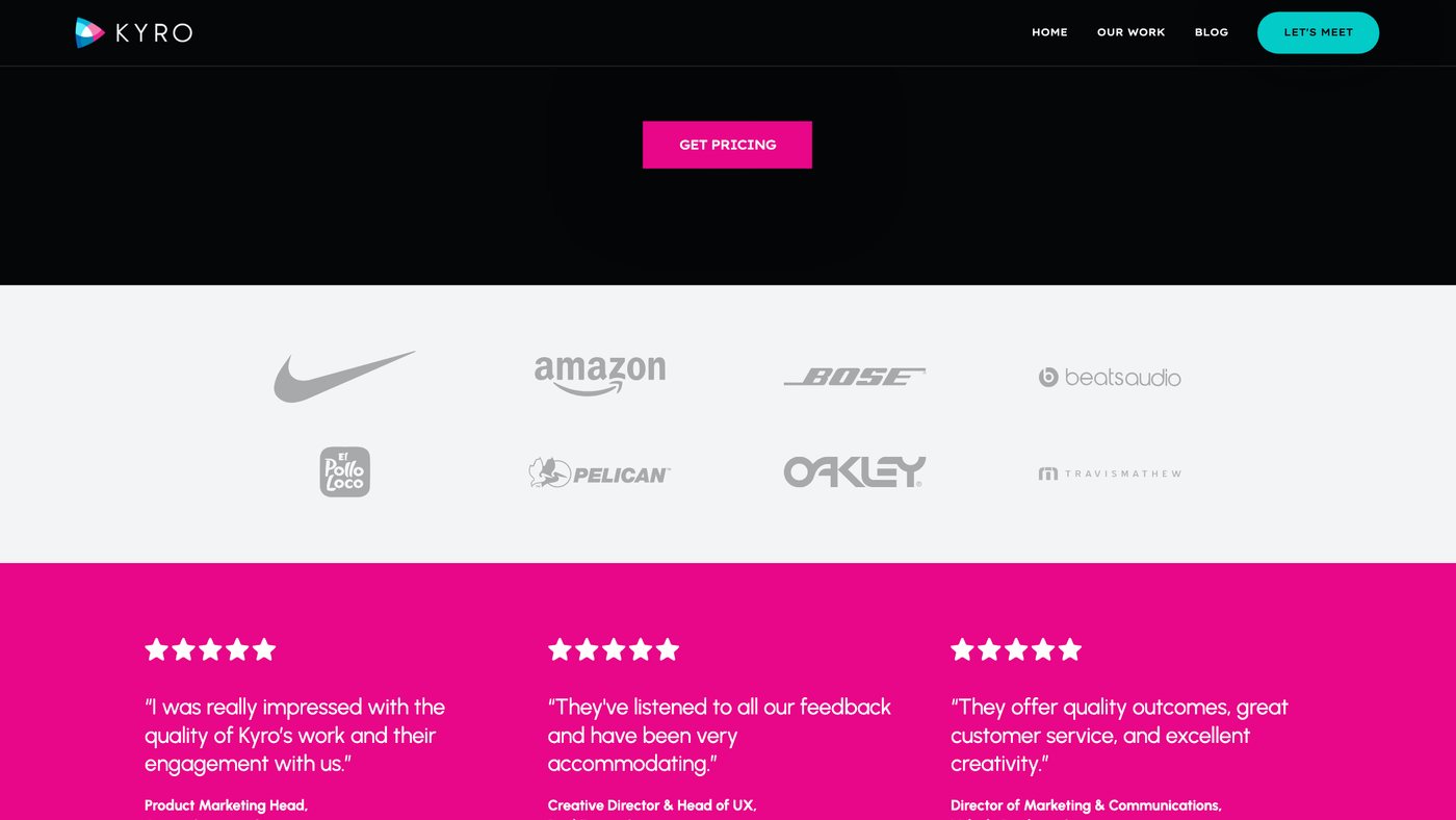 Kyro Digital homepage