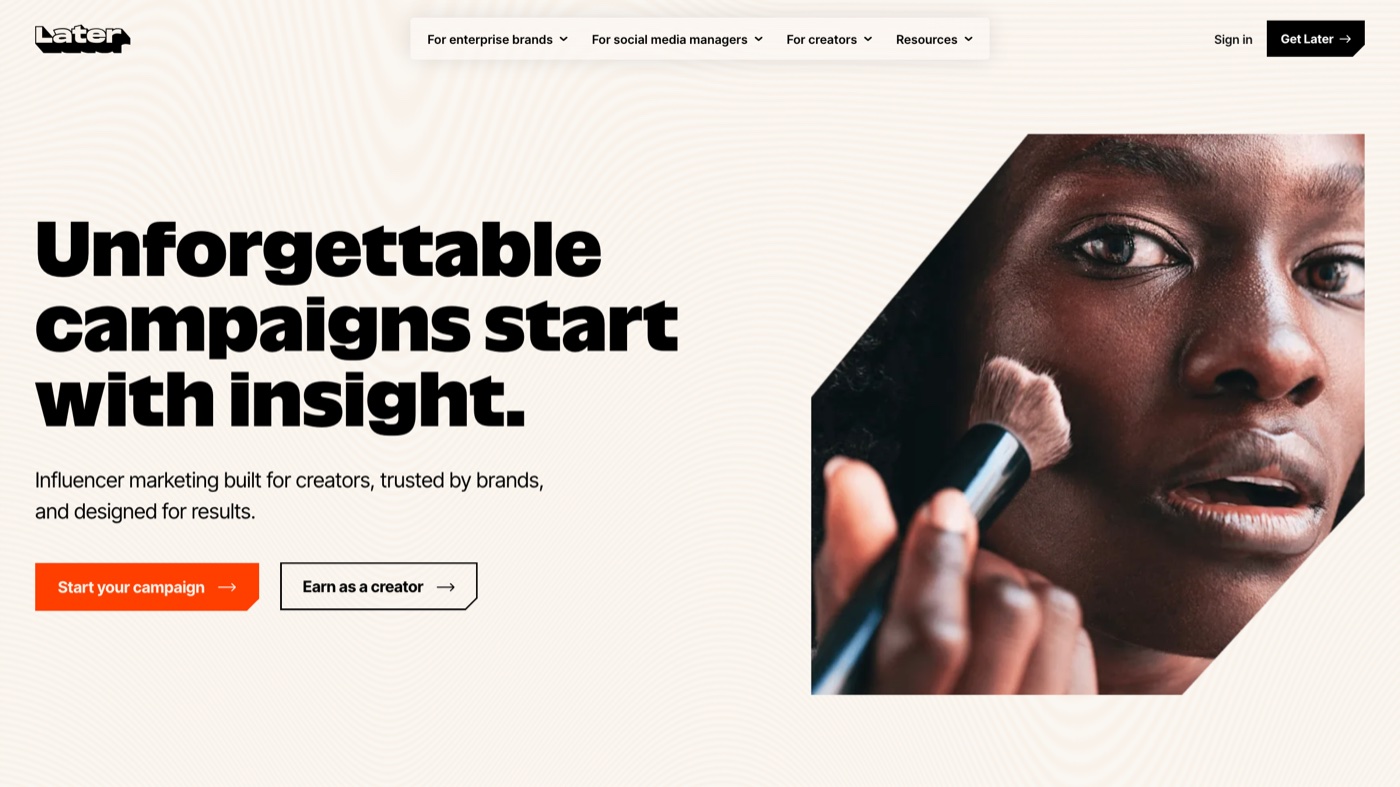 Later homepage