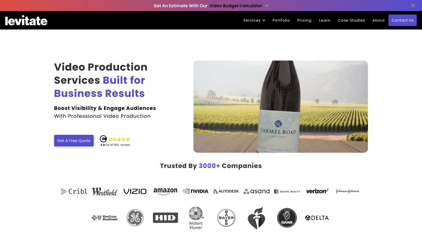 Levitate Media homepage screenshot