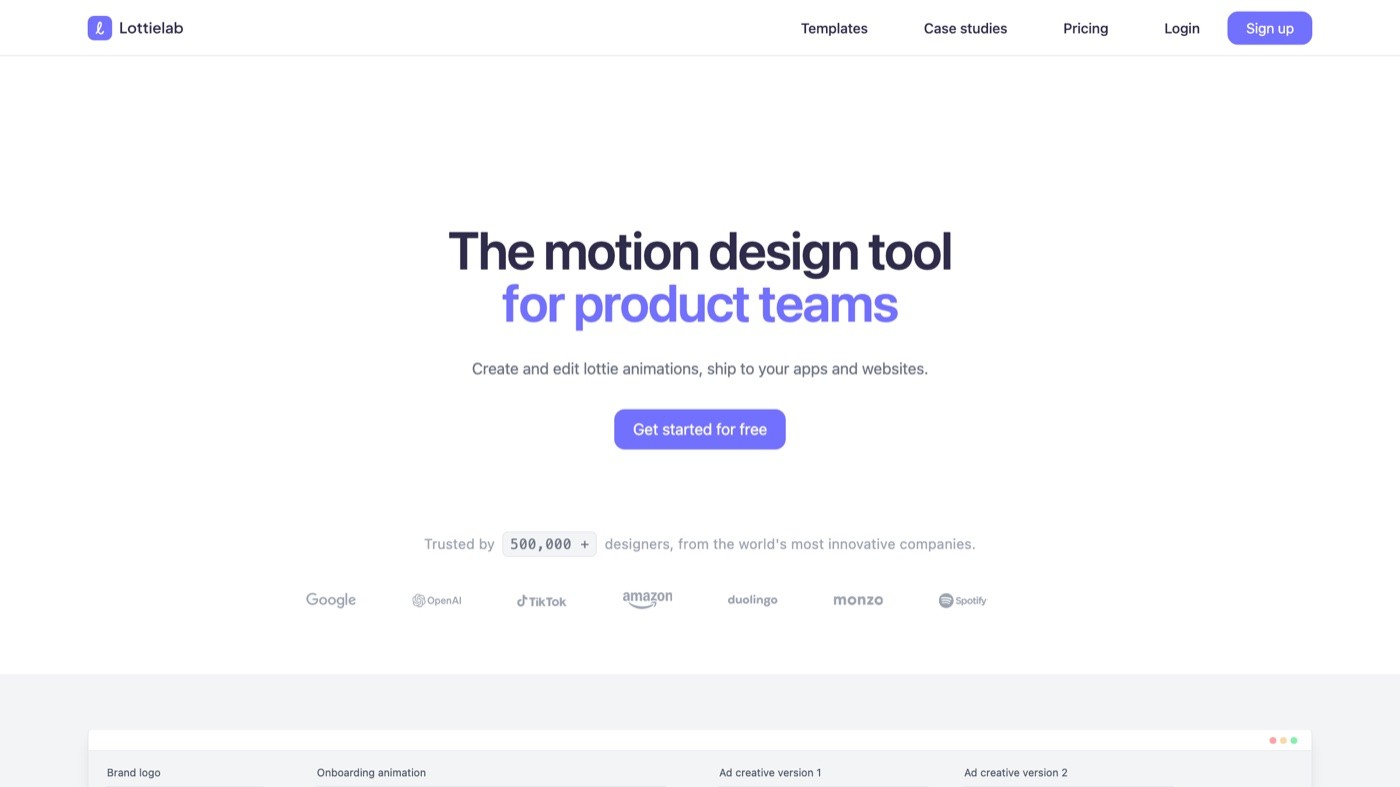 LottieLab homepage