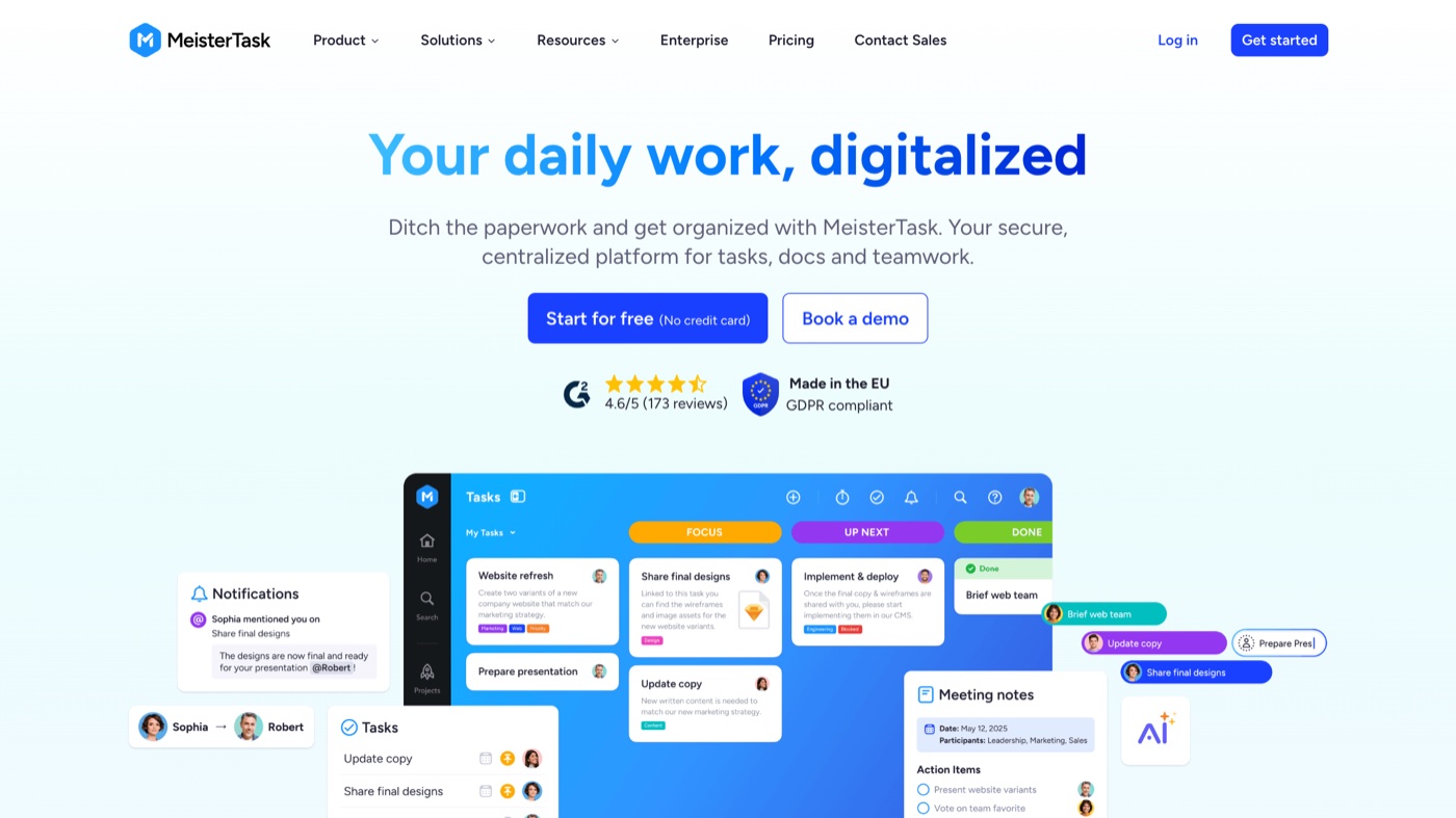 MeisterTask homepage