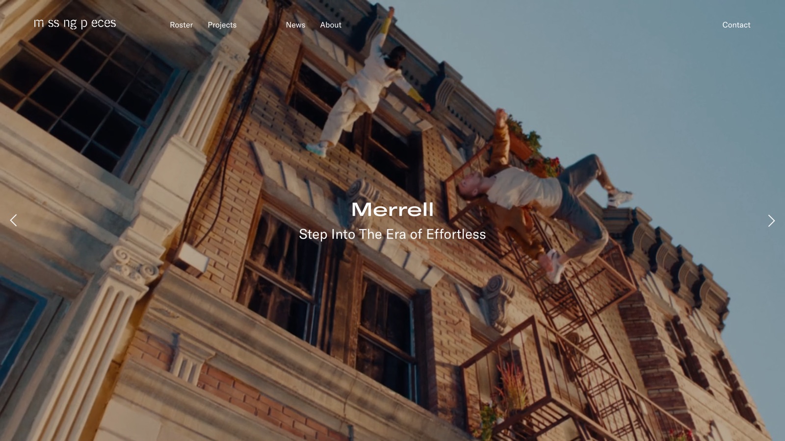 Missing Pieces homepage screenshot