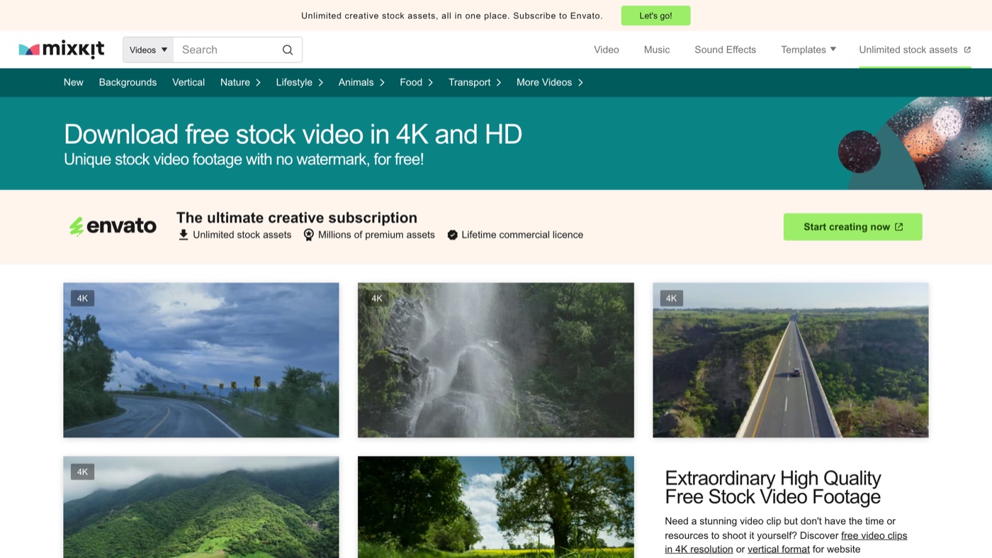 Mixkit homepage