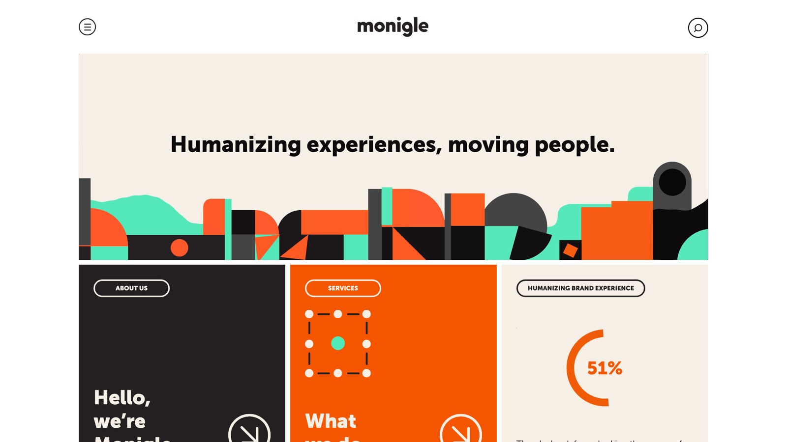 Monigle homepage screenshot