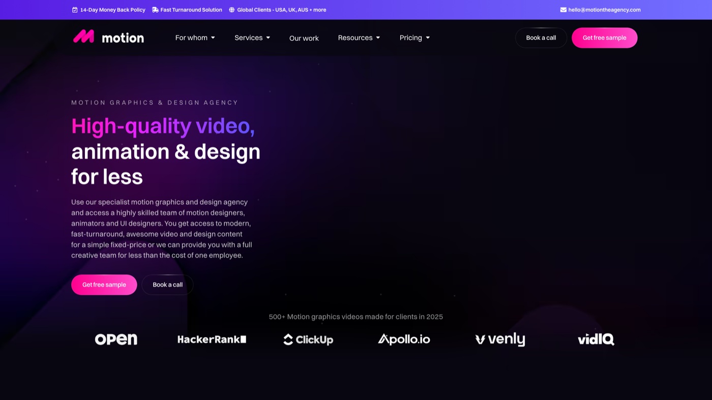 Motion The Agency homepage