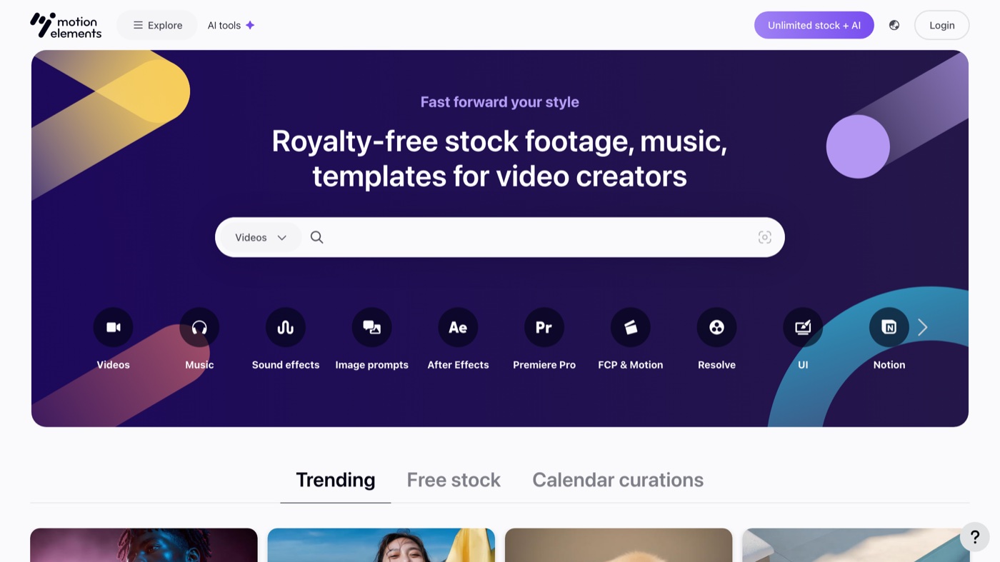 MotionElements homepage