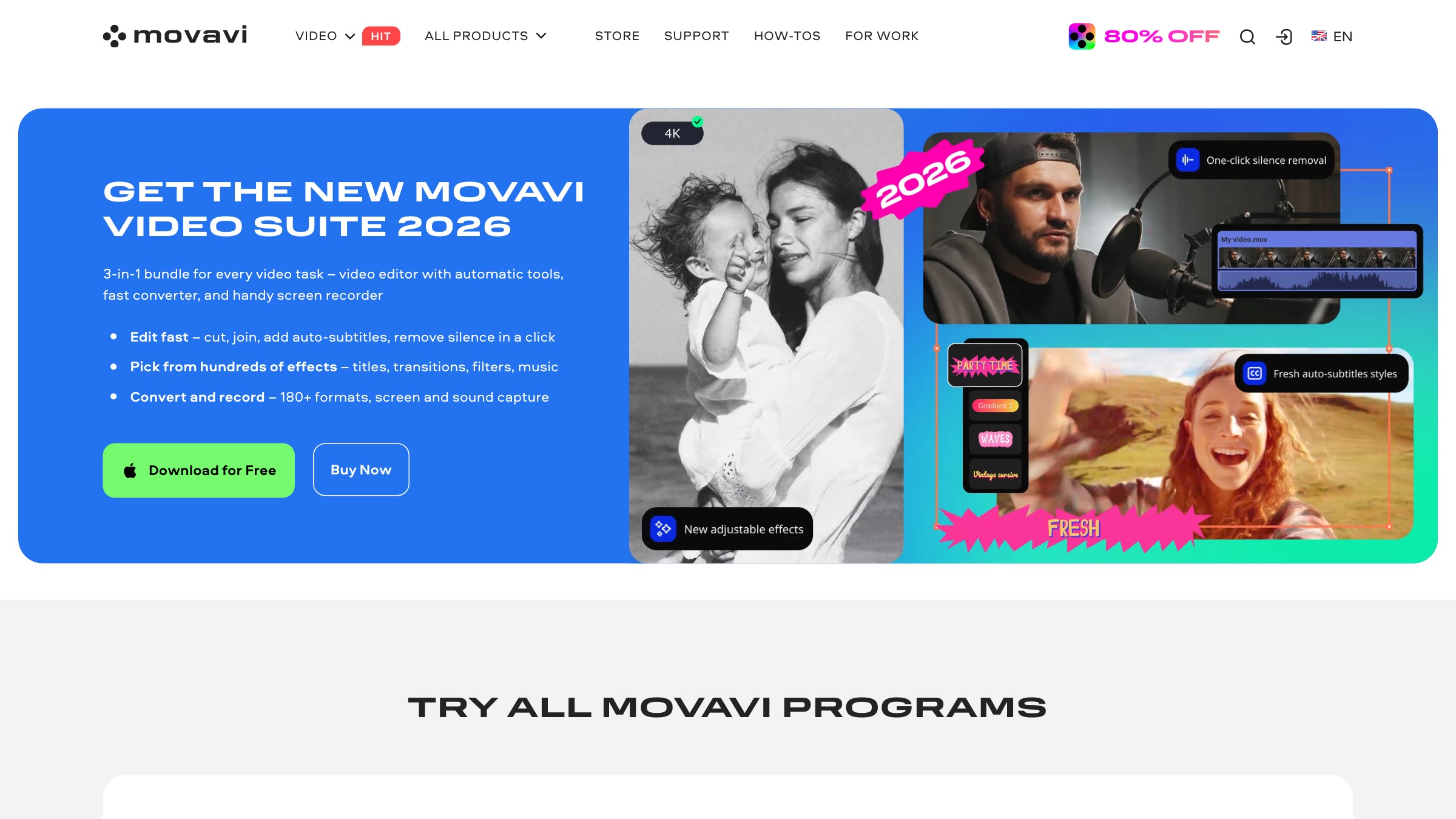 Movavi homepage screenshot