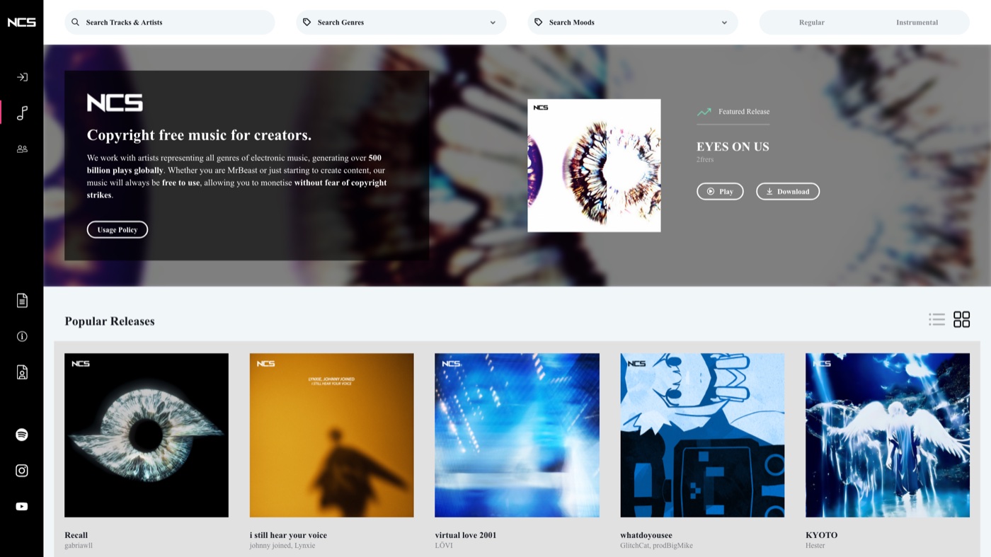 NoCopyrightSounds (NCS) homepage