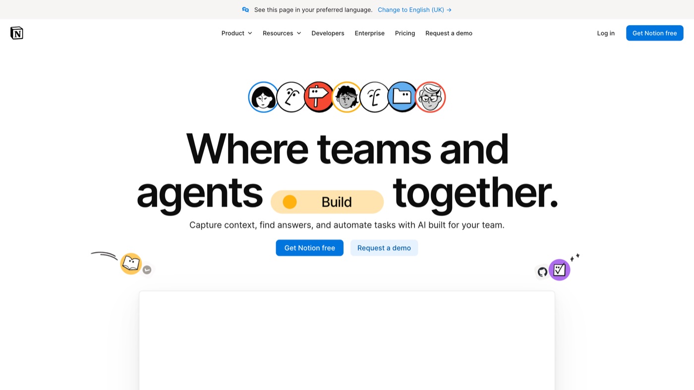Notion homepage