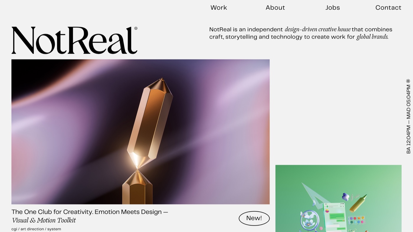 NotReal homepage screenshot