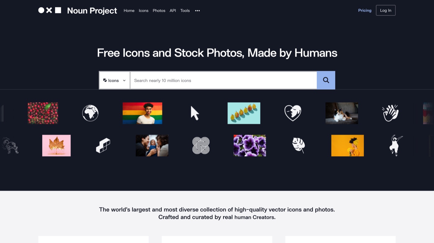 Noun Project homepage
