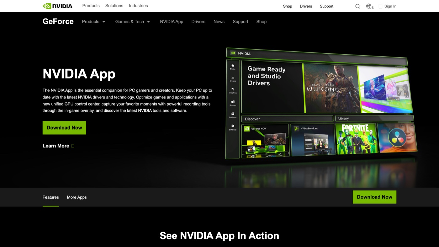 NVIDIA ShadowPlay homepage