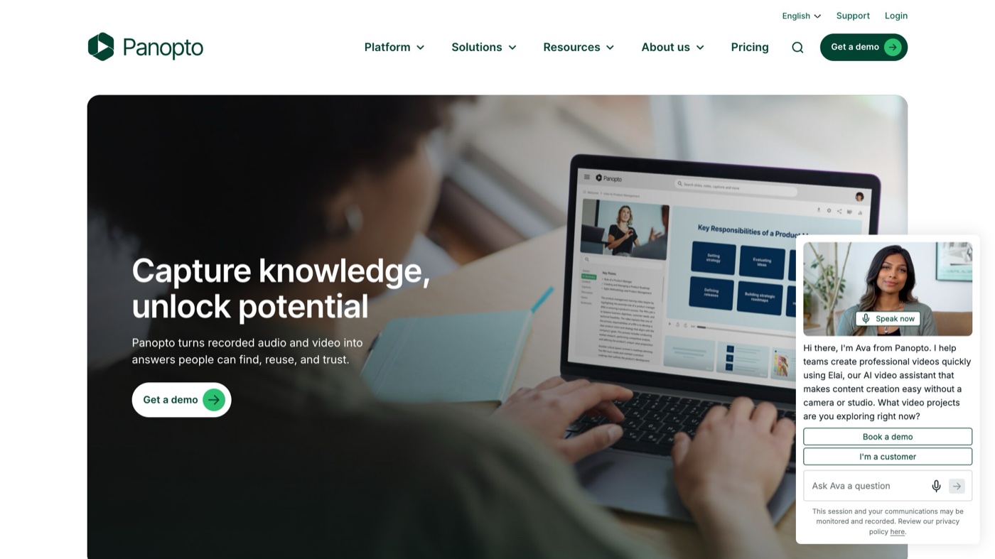 Panopto homepage