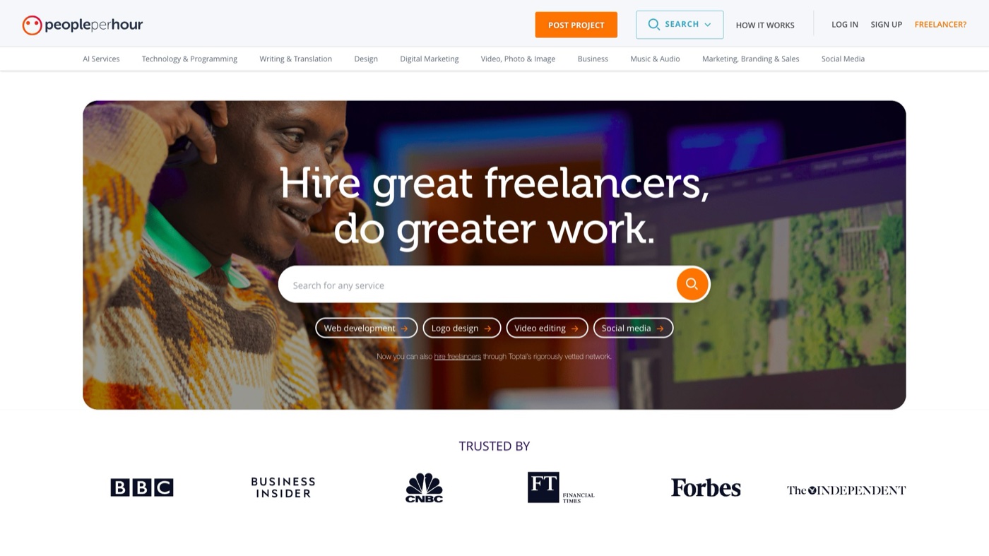 PeoplePerHour homepage