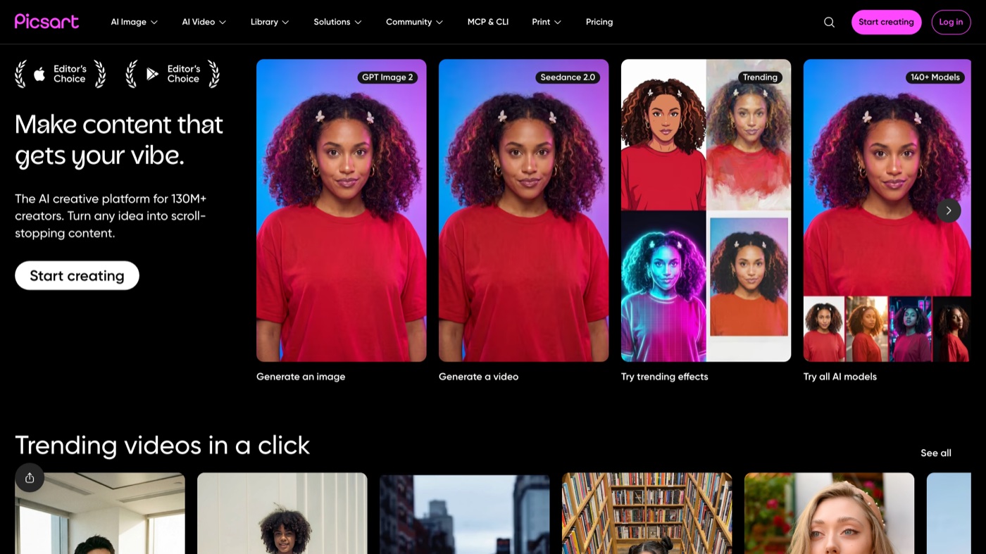 Picsart homepage
