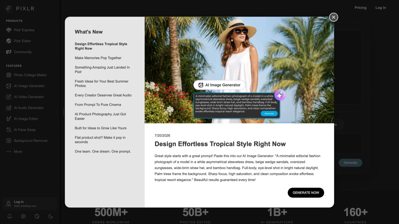 Pixlr homepage