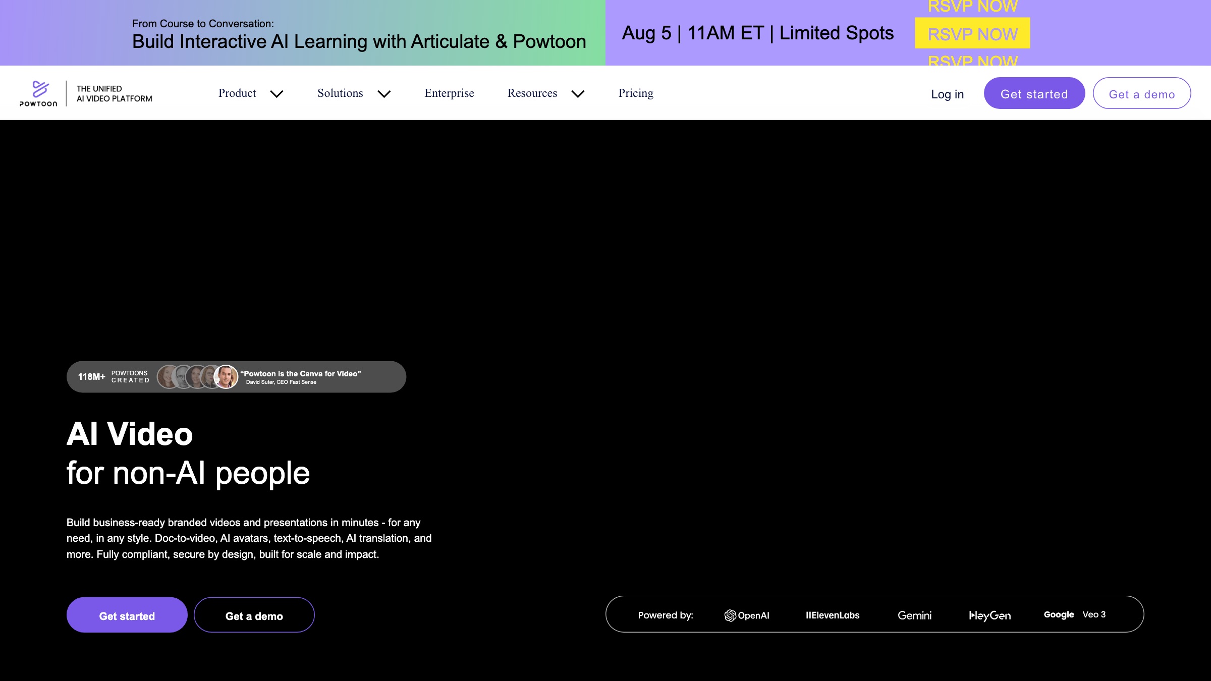 Powtoon homepage screenshot