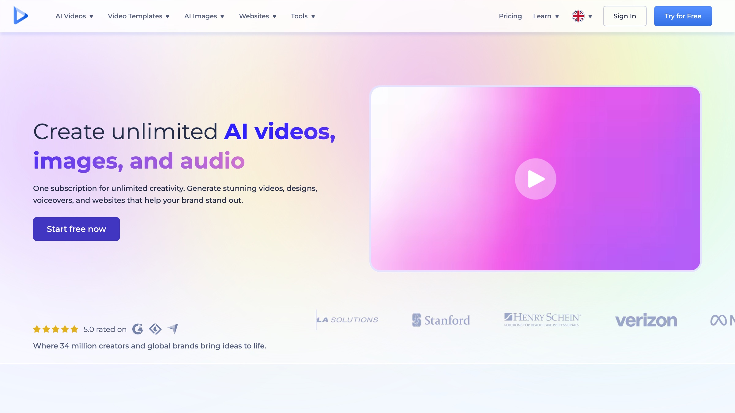 Renderforest homepage screenshot