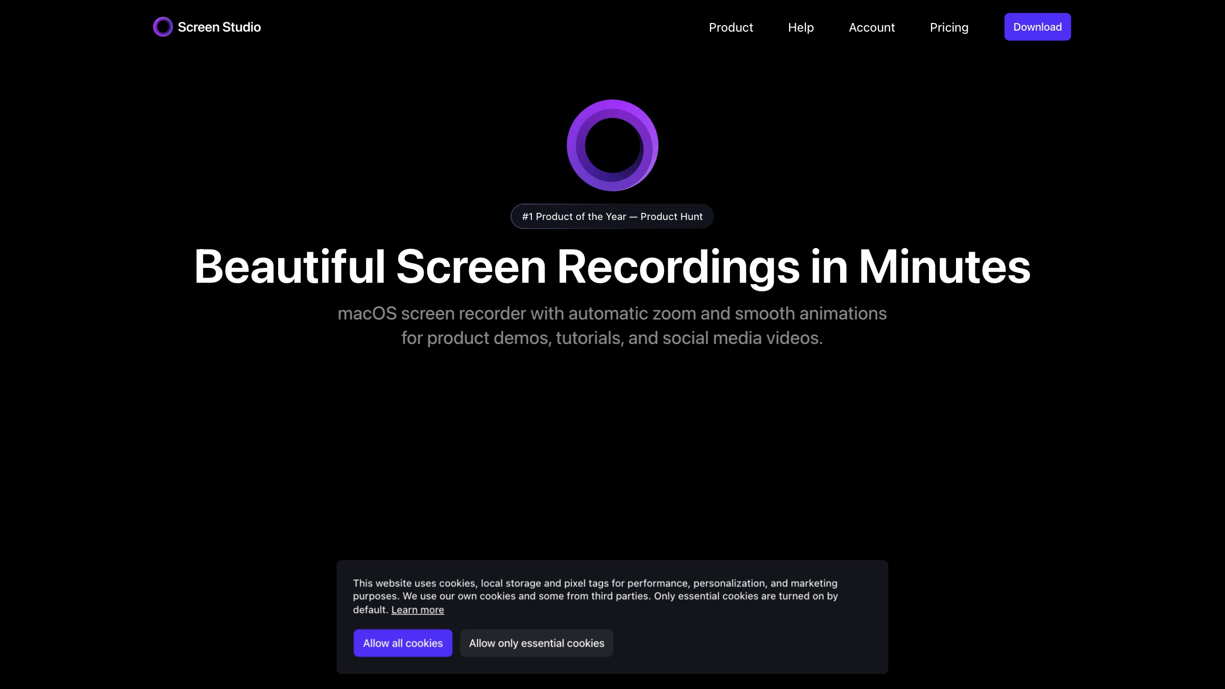 Screen Studio homepage screenshot