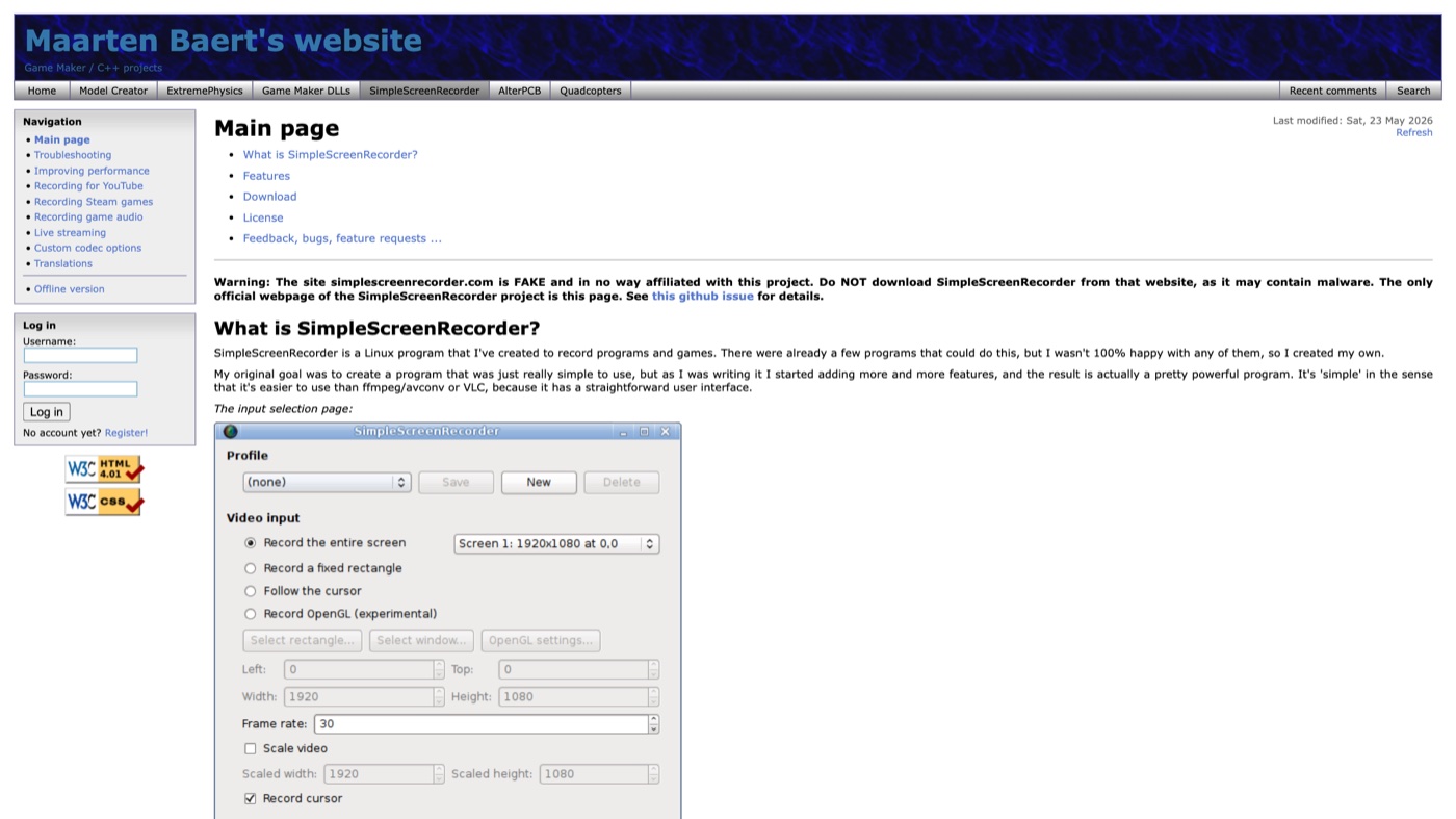 SimpleScreenRecorder homepage