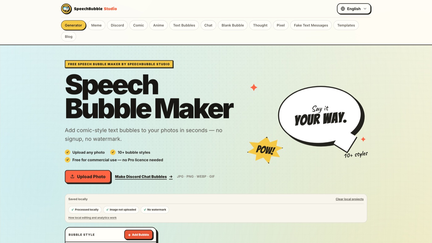 SpeechBubble Studio homepage