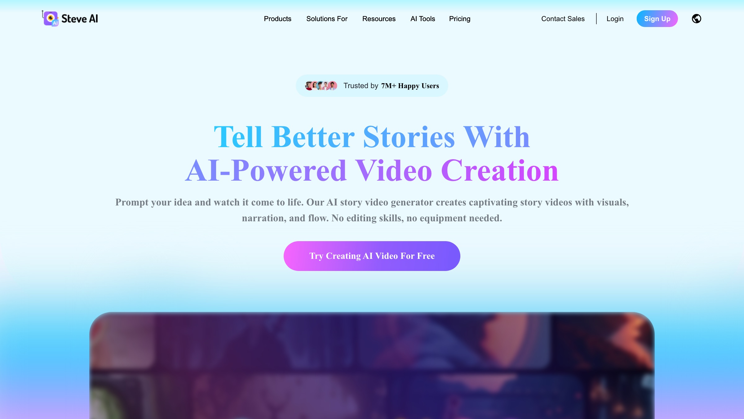 Steve AI homepage screenshot