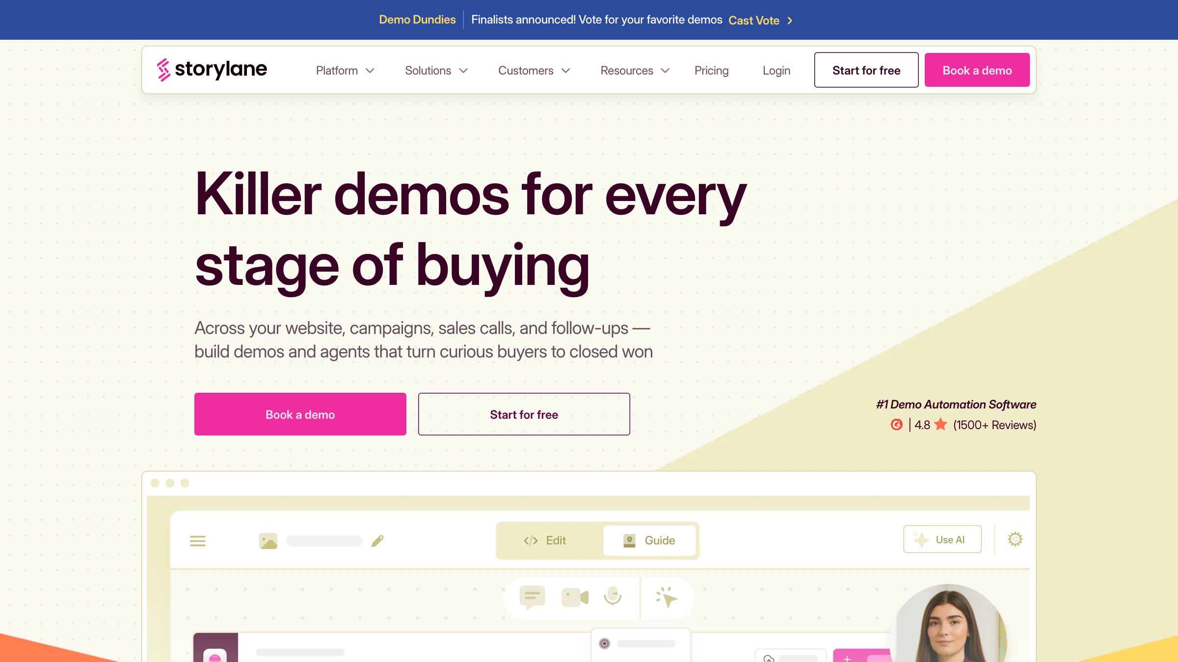 Storylane homepage screenshot