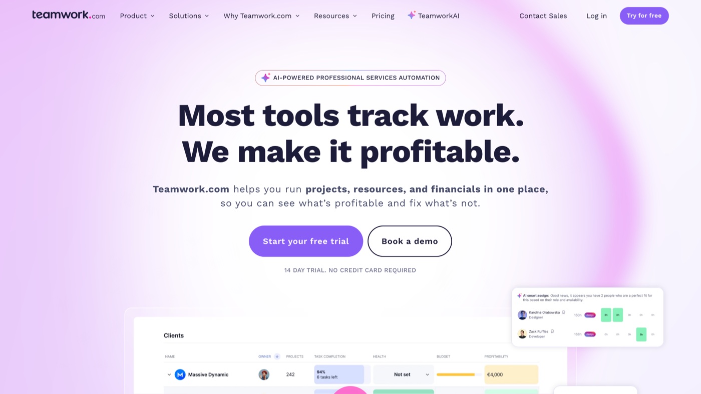 Teamwork.com homepage