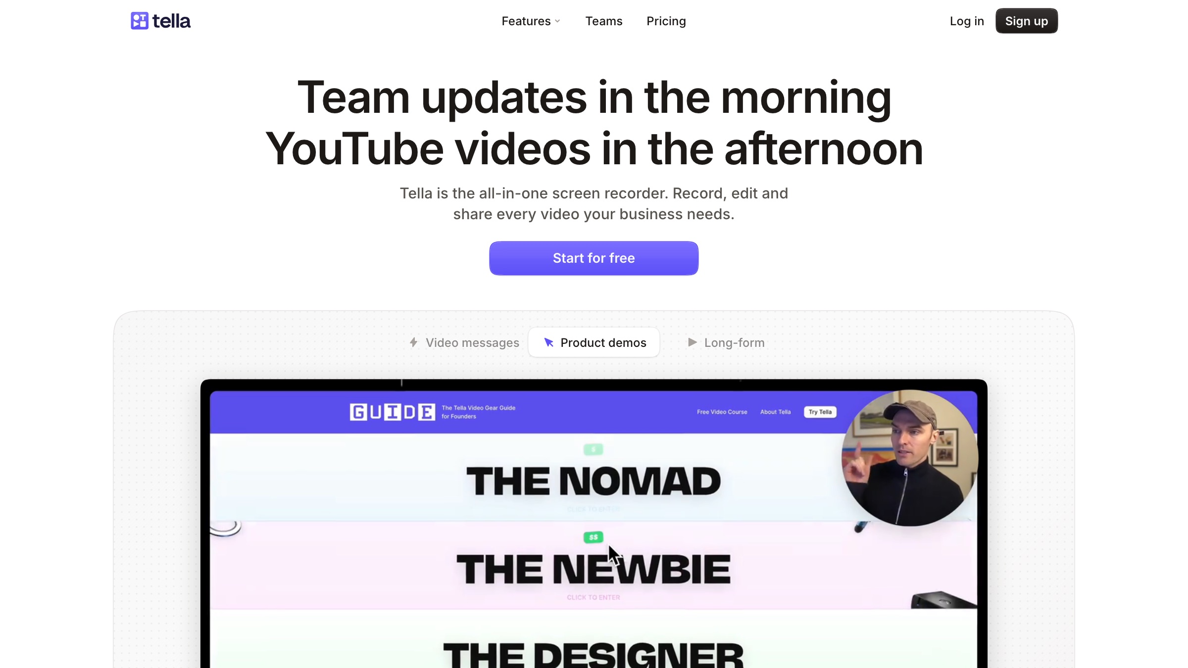 Tella homepage screenshot