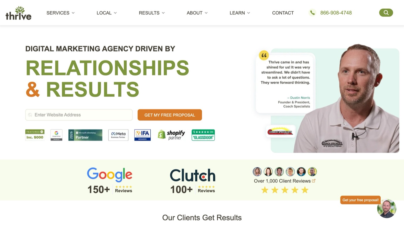 Thrive homepage.