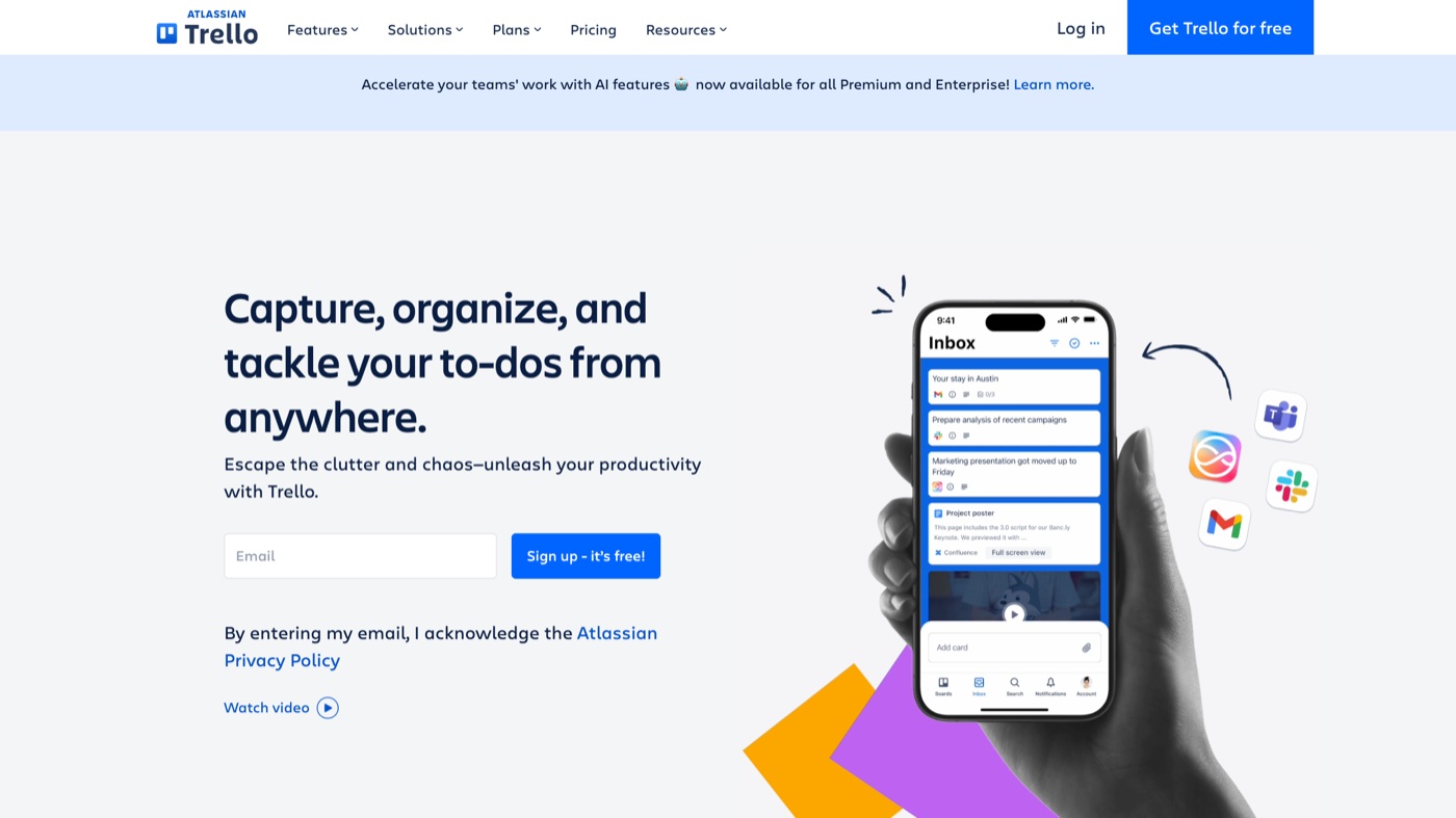 Trello homepage