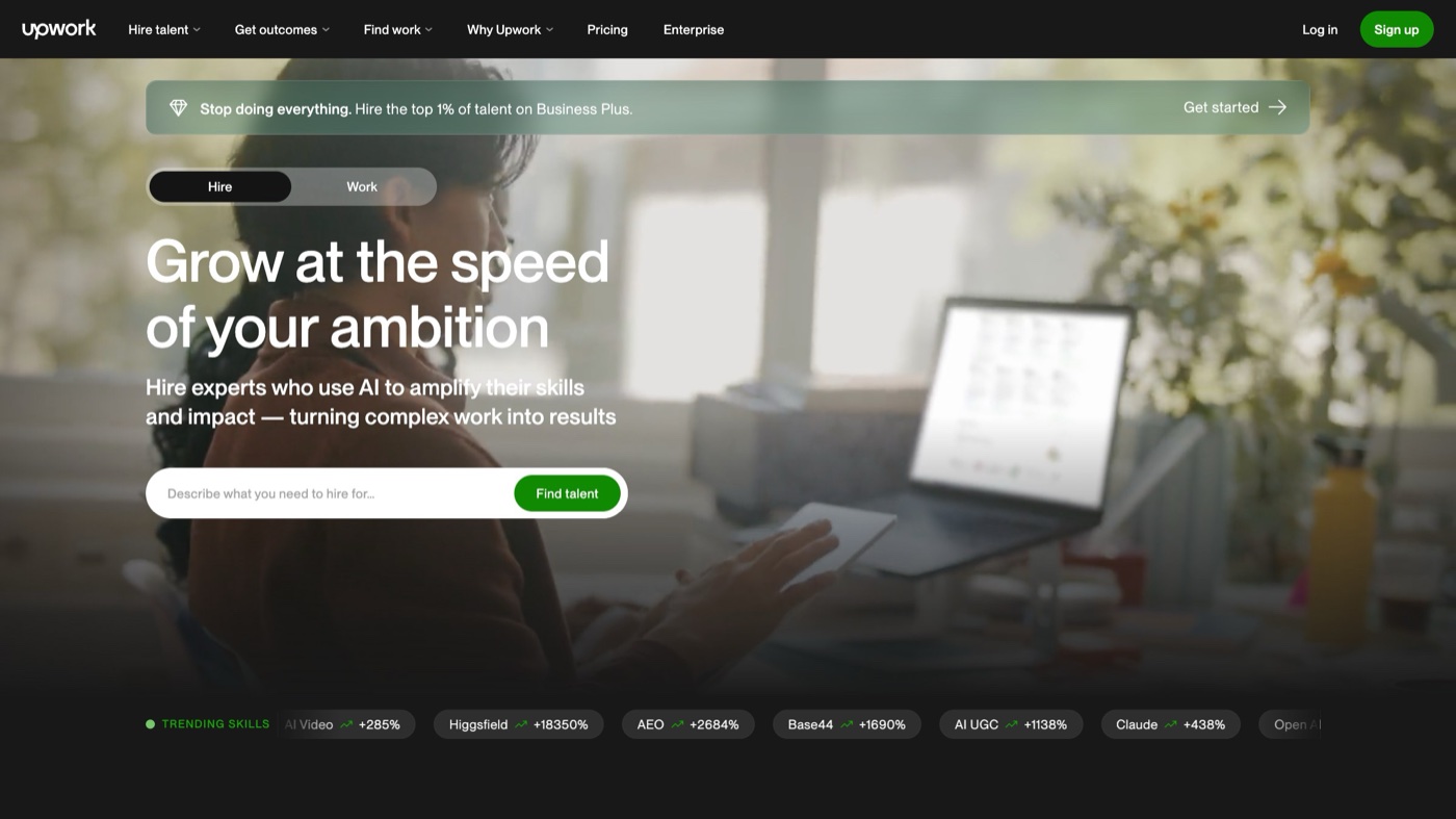 Upwork homepage