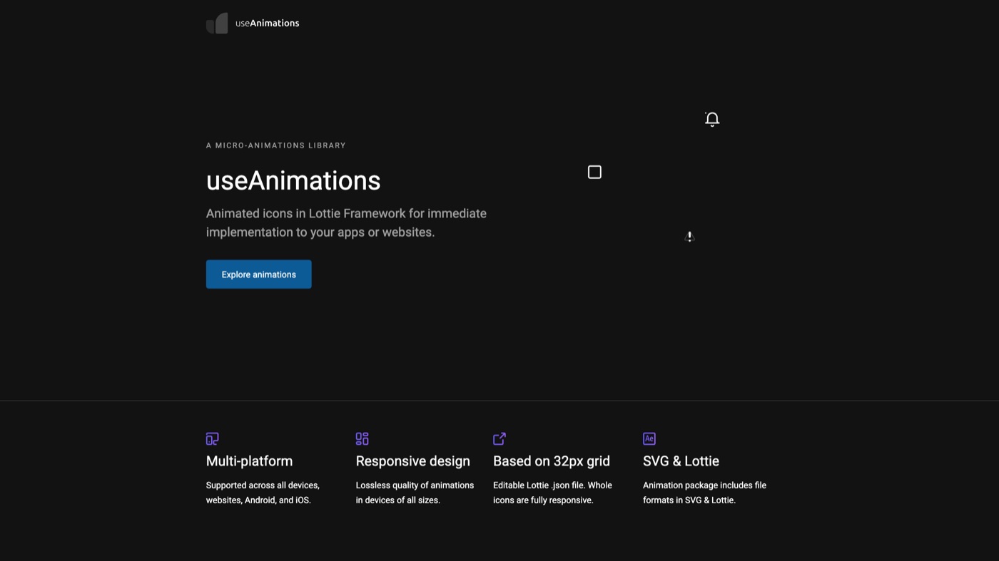 useAnimations homepage