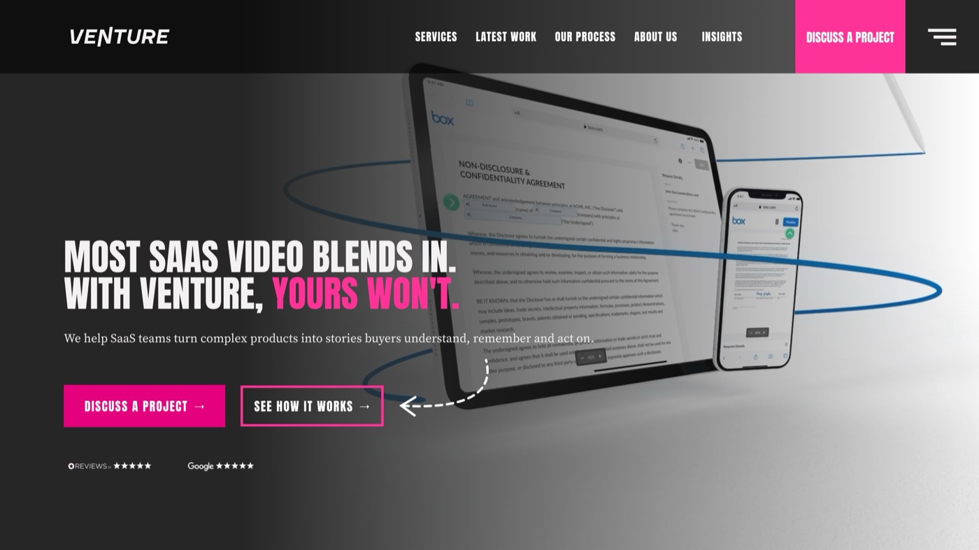 Venture Videos homepage