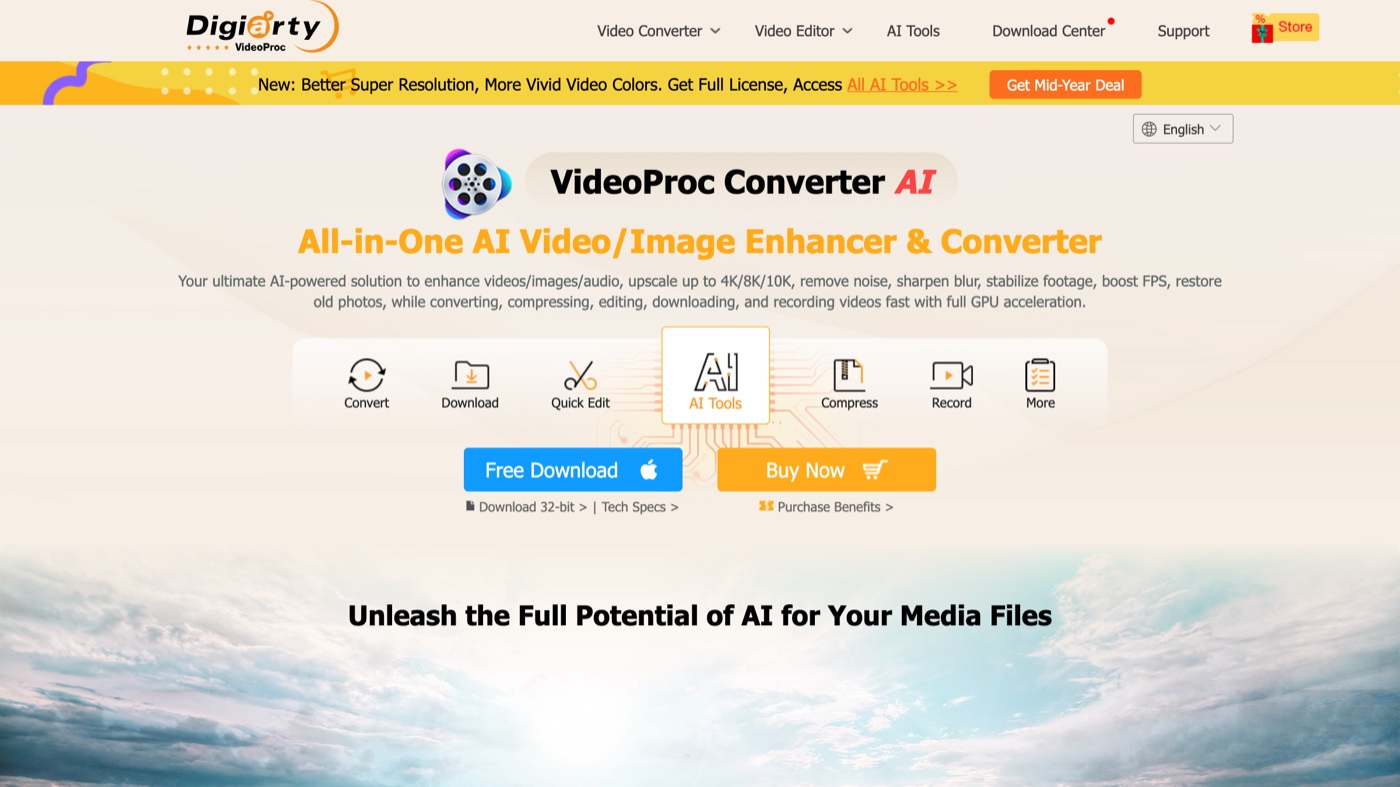 VideoProc Converter AI homepage
