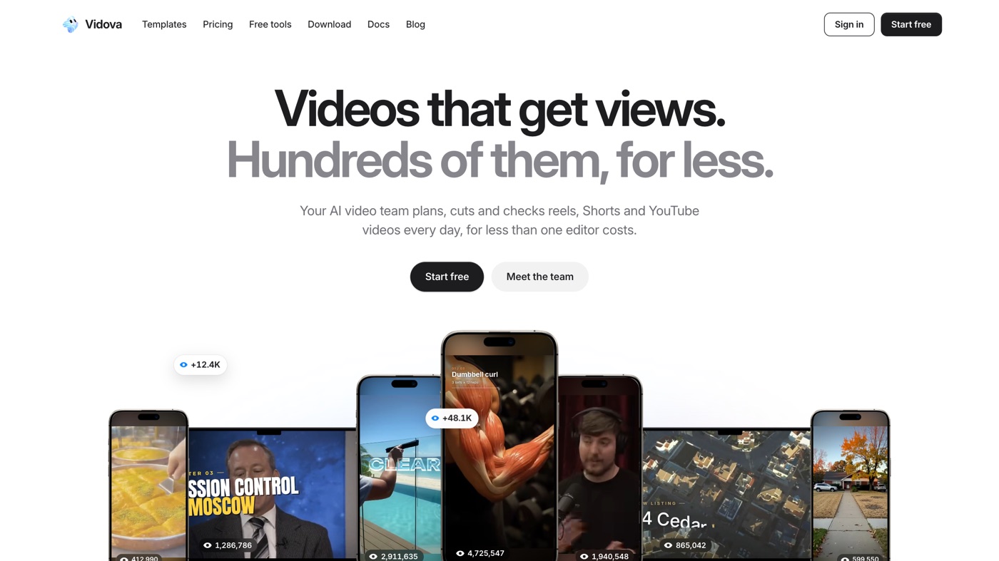 Vidova homepage screenshot