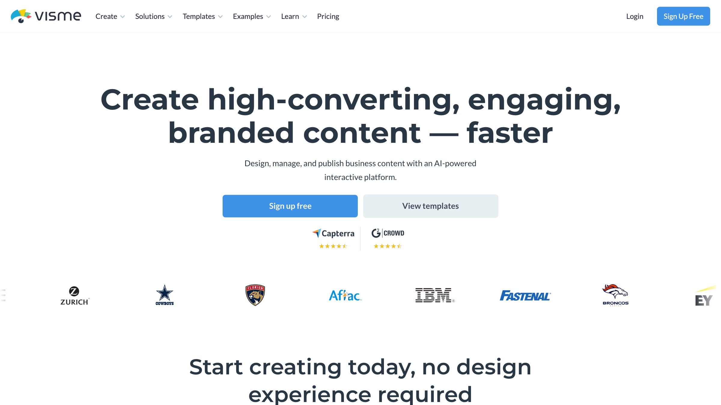Visme homepage screenshot