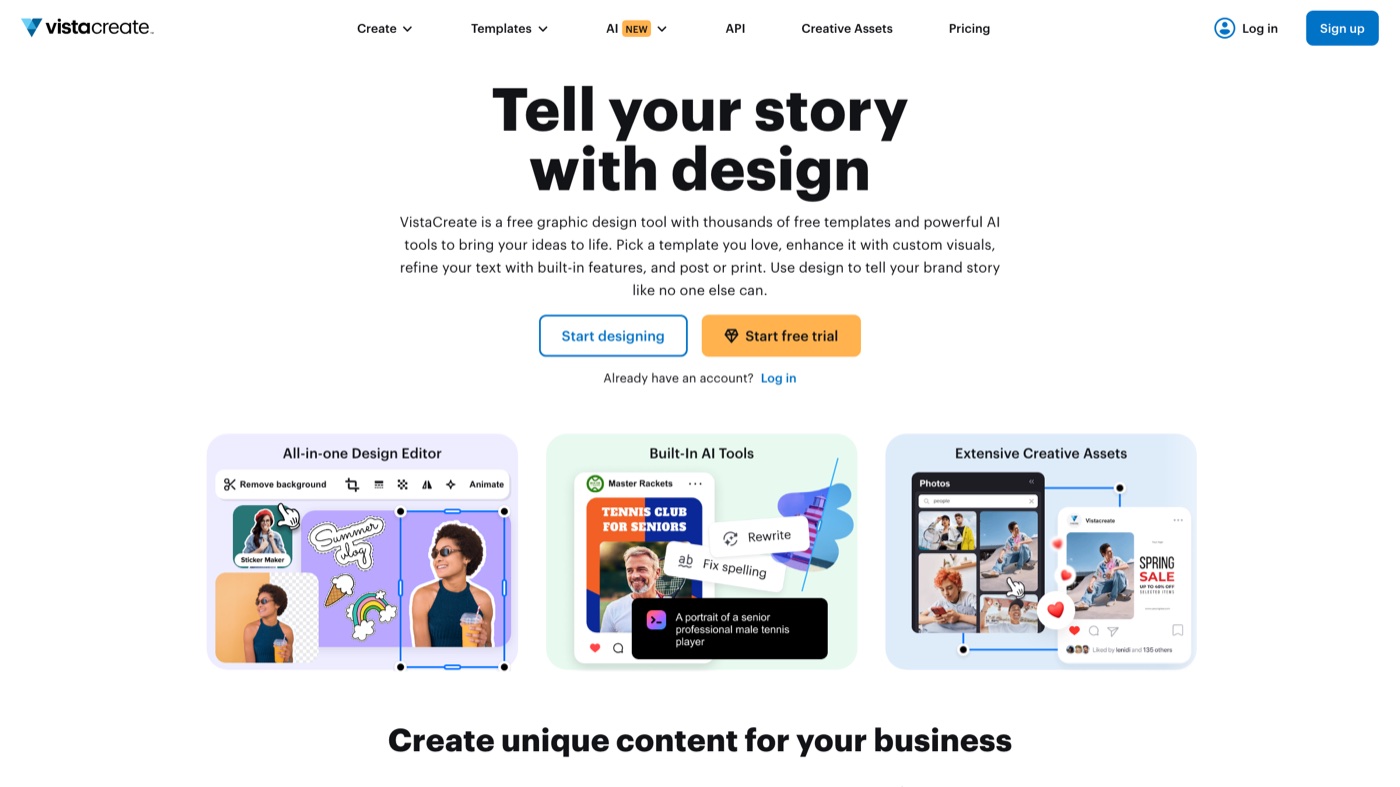 VistaCreate homepage