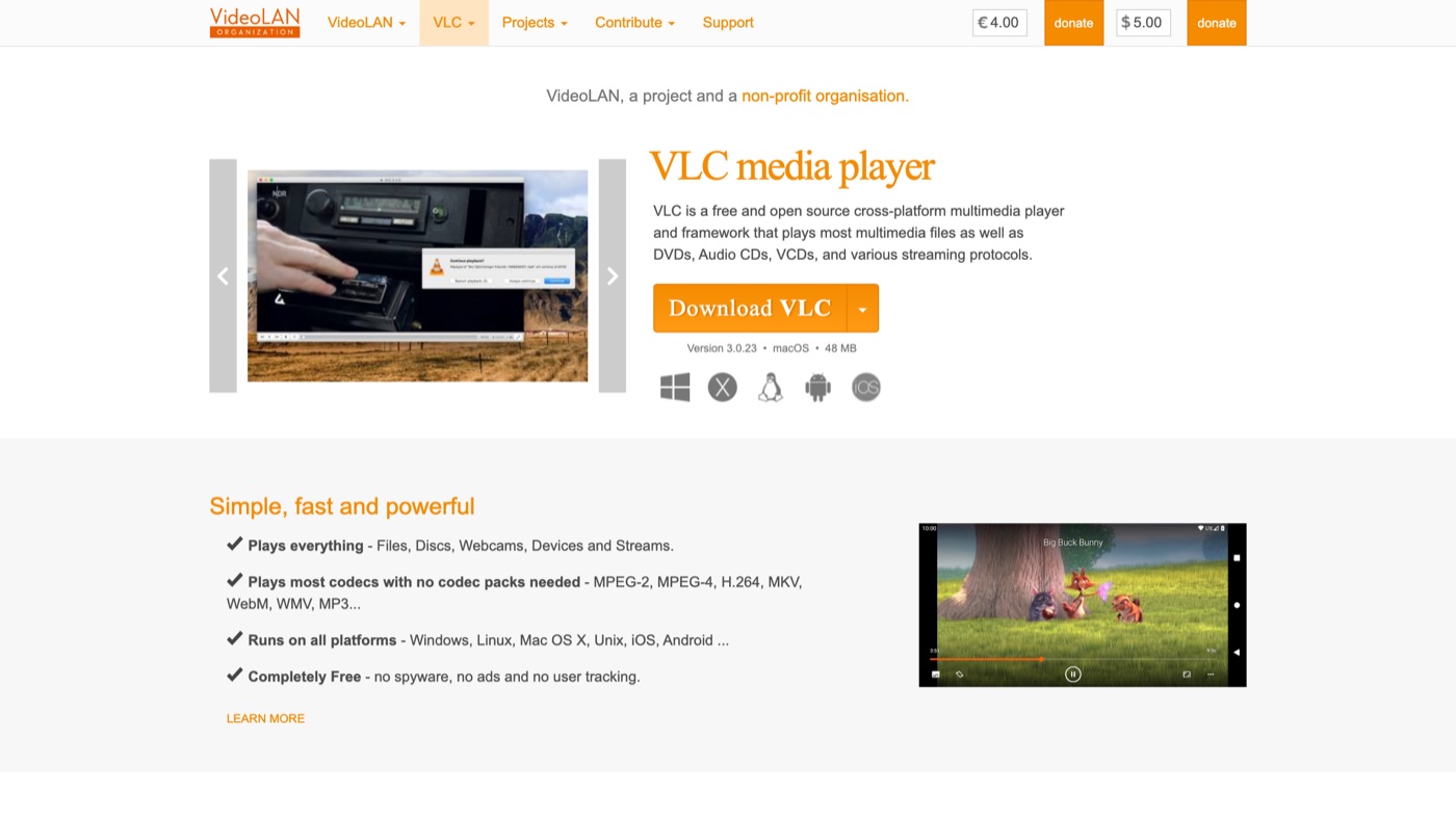 VLC Media Player homepage